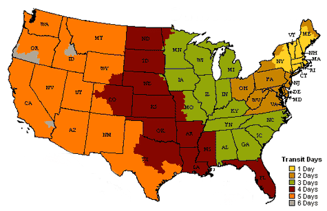 UPS Shipping Map